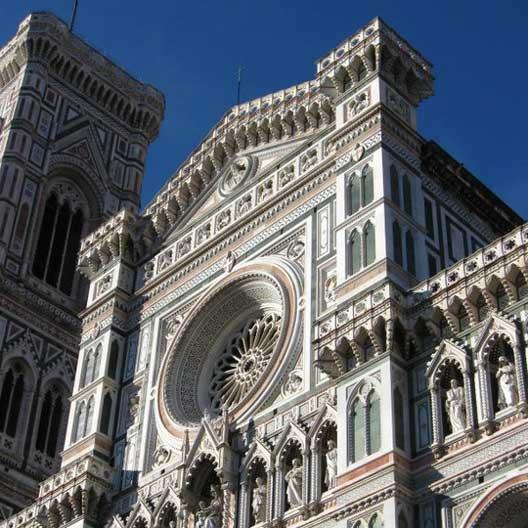 The facade of the Duomo in Florence, Italy